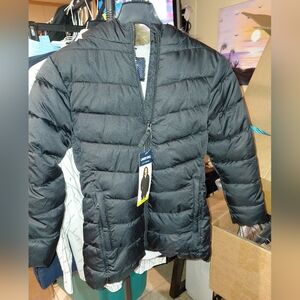 Lands End Girls Black Puffer Jacket Size 6/7